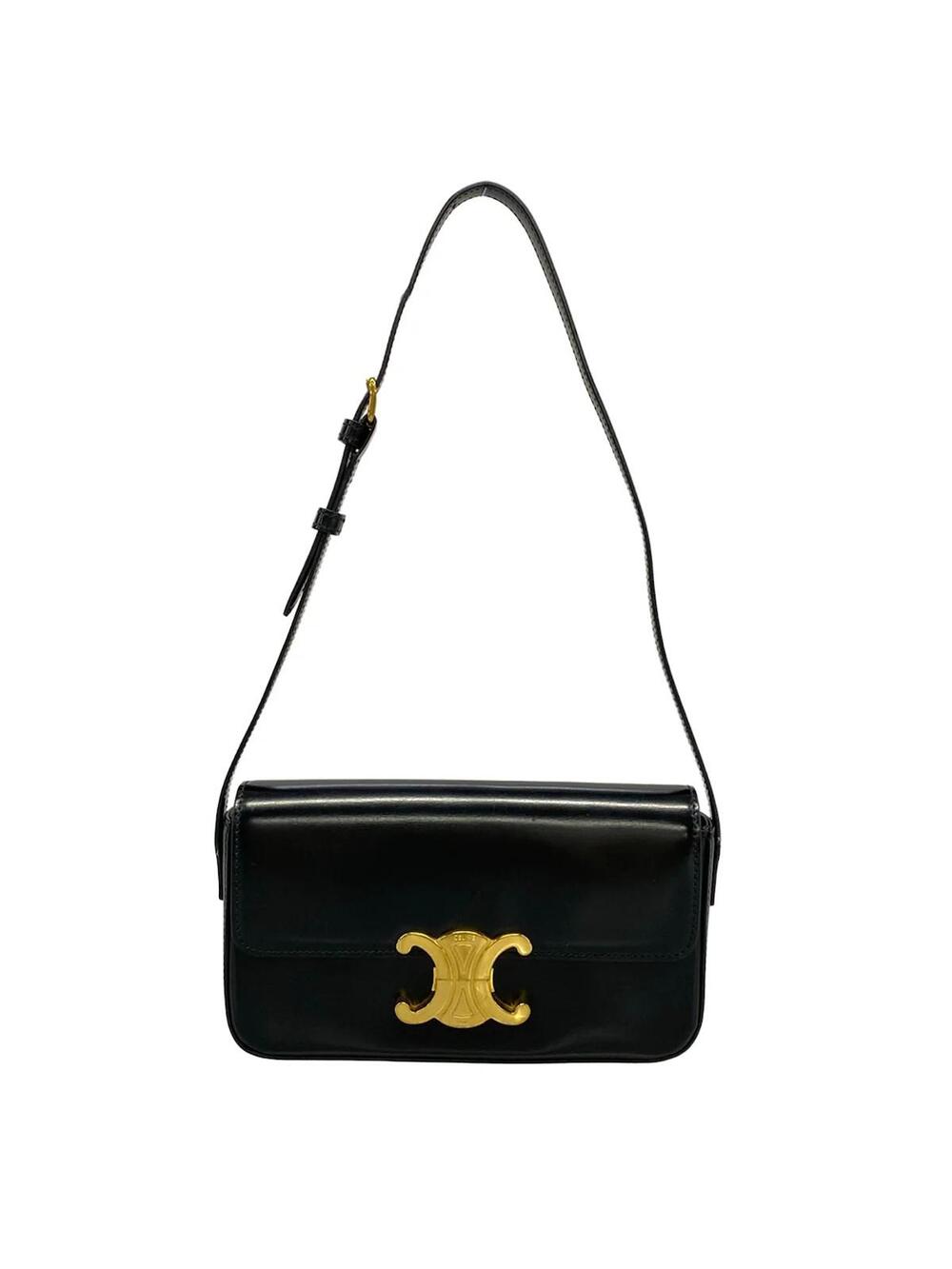 Celine Triomphe Black Leather Shoulder #373475C19B